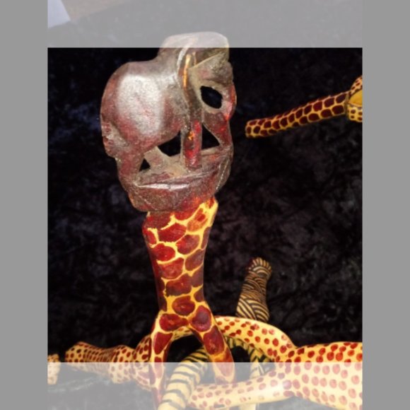 Lot 3 Vintage Carved Wood Bowl Stand Braided Intertwined African Elephant - Picture 8 of 11